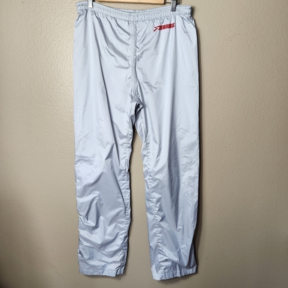 Brooks Womens Elastic Waist Zip Ankle Gray Windbreaker Pants-Size M